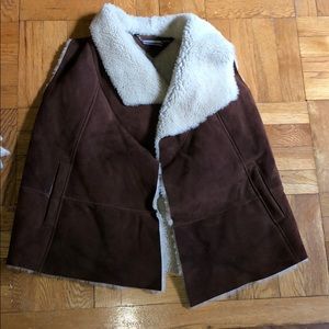 Shearling and suede vest